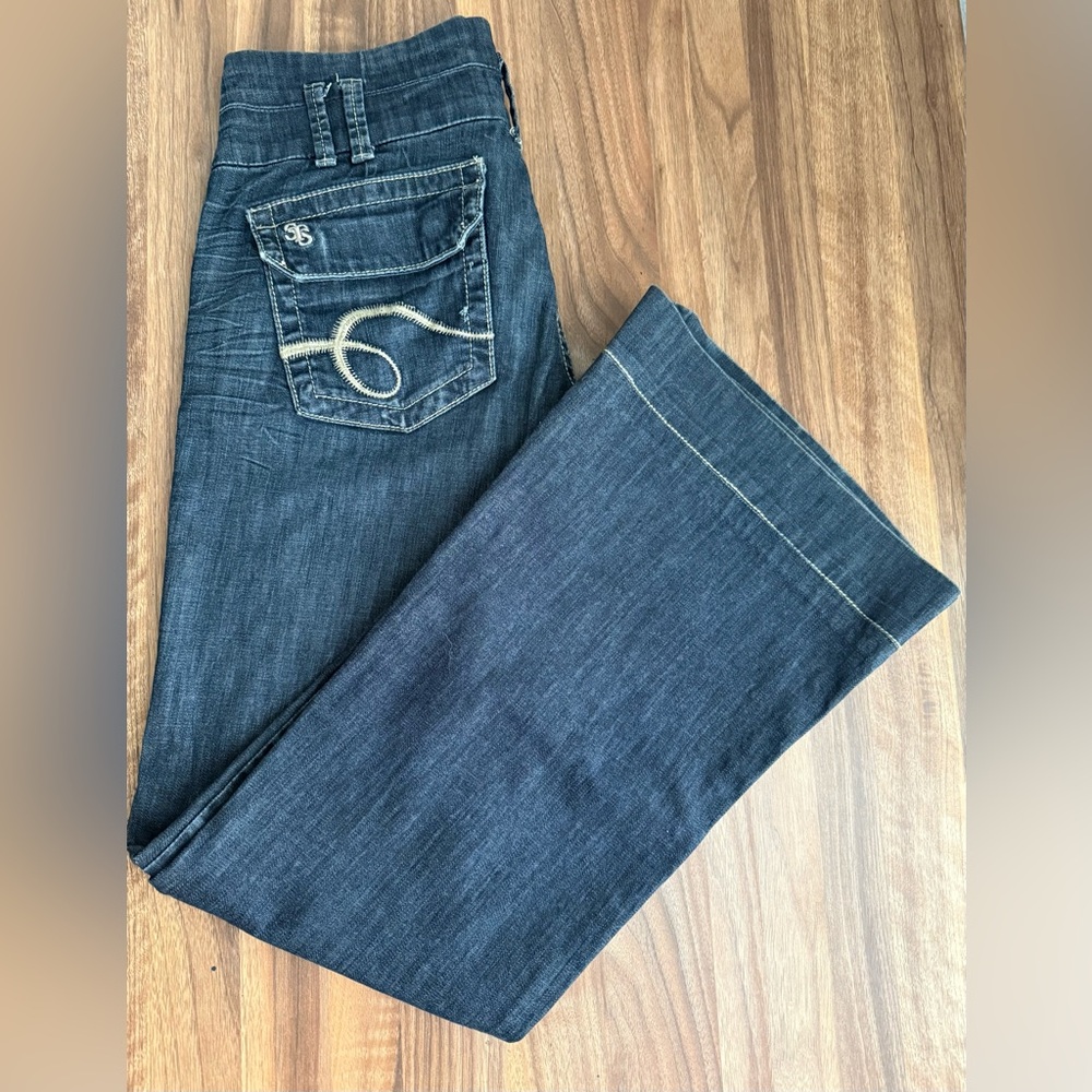 See Thru Soul Dark Blue Flare Jeans